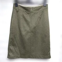 オリーブグリーン 幾何学模様 膝丈スカート M