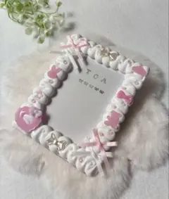 トレカケース ホイップデコ B8 硬質カードケース白 ピンク ハートくま うさぎ