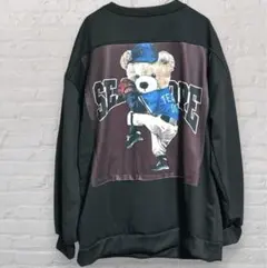 韓国 トレーナー スウェット 新品未使用 クマ 熊 ベアー ブラック 黒