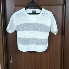 EMPORIO ARMANI 半袖ニット ホワイト・グレー