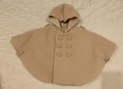 mikihouse　ベージュ フリース ポンチョ フード付き　コート