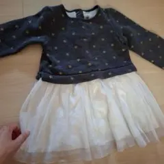 星柄長袖ワンピース（グレー・ホワイト）