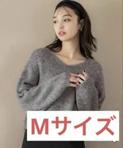 coca Vネック ニット トップス グレー