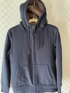 ネイビー　フリースライニング フルジップパーカー