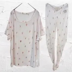 【ジェラートピケ】ルームウエア　セットアップ　アイスクリーム柄　薄手　サイズF