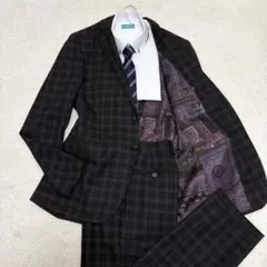 【美品】エトロ スーツ セットアップ ブラウン チェック ペイズリー 48サイズのサムネイル
