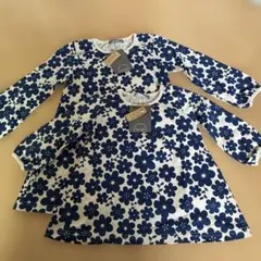 新品タグ付き　花柄長袖ワンピース 100cm 80cmのサムネイル
