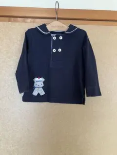 familiar ネイビー 長袖シャツ 犬刺繍　セーラー