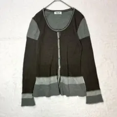 ヒロコビス◆カーディガン/ブラックシェルボタン 羽織 ウールニット くすみカラー