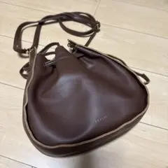 ブラウン巾着型ショルダーバッグ　スタジオクリップ