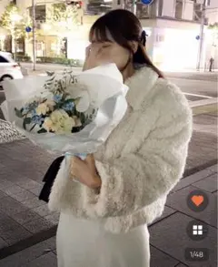 nugu シャギーカラーボリュームジャケット