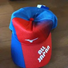 【新品】MIZUNO キャップ　ブルー×レッド　フリーサイズ　オールジャパン
