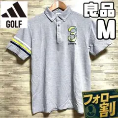 【フォロー割】良品 アディダスゴルフ ポロシャツ メンズ Mサイズ ロゴ 半袖