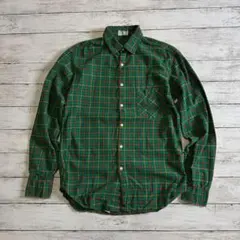 90s PANTHER JEANS 緑×赤 チェックネルシャツ M メンズ古着