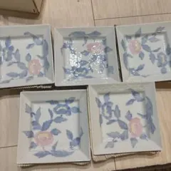 花柄陶磁器皿5枚セット 陶彩