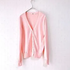 ユニクロ　UNIQLO　春夏　ピンク Vネック カーディガン 通勤服のサムネイル