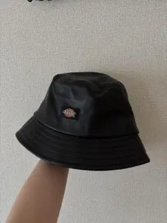 バケットハット　dickies 革　黒