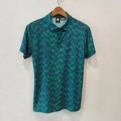 美品】デサントゴルフ /L ソロテックス鹿の子 ショートスリーブシャツ