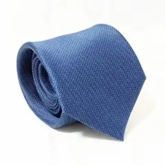 95【極美品】BVLGARI ネクタイ 無地調 ブルー シルク100%現行