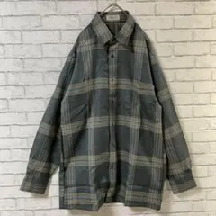 美品 メンズ 長袖シャツ チェック柄 透かし柄 マルチカラー グレー系 Ｍ
