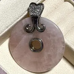 SILVER 925 シルバー　ローズクォーツ　ネックレストップ　大ぶり