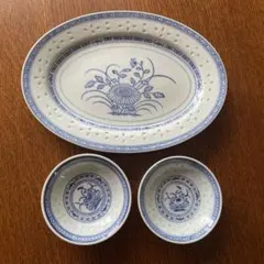 中国景徳鎮ホタル焼き餃子皿と小皿２枚セット