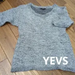 YEVS グレー Vネック 半袖ニット
