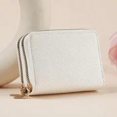 【新品】オフホワイト　ミニ財布　ミニウォレット　カード収納　コインケース　無地