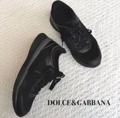 美品 DOLCE&GABBANA スニーカー メッシュ レザー 25cm 黒 靴のサムネイル
