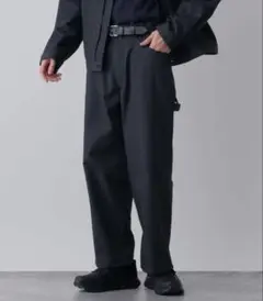 ダークグレー ワークパンツ ベルト紐付シンプルデザイン早い者勝ち