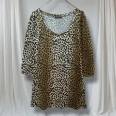 BODY DOME ボディドーム ヒョウ柄カットソー M 長袖 きれいめ 上品