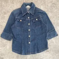 ダークブルー デニムジャケット 7分袖