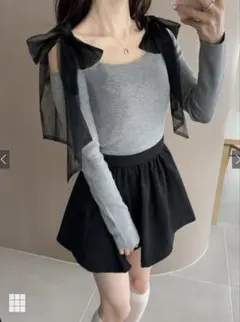 GRL ショルダーリボンオフショルダーニットトップス[ru1114]