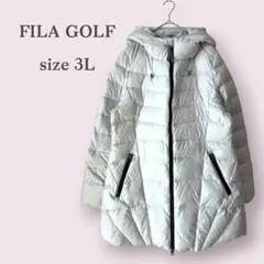 【フィラゴルフ】ダウンコート　ホワイト　３Ｌ　フード　防寒　ゴルフ　大きいサイズ
