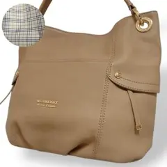 希少 極美品 バーバリー ワンショルダーバッグ トートバッグ ロゴ レザー シボ