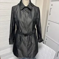 フード付きブラックロングトレンチコート noa-ge レインコート