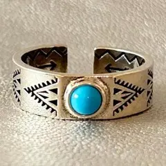 ターコイズ調 インディアンジュエリー シルバー リング 指輪 ヴィンテージ