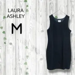 ローラアシュレイ　クラシカルミニワンピース　美シルエット　ノースリ　ウール　黒