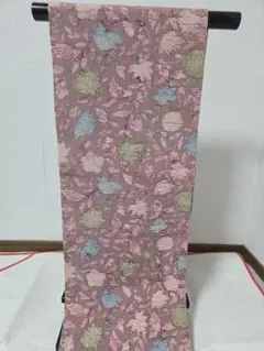 名古屋帯 花柄 くすみピンク おしゃれ帯 カジュアル 上品 着物コーデ