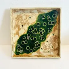 ⭐️ 美濃焼 龍峯窯 織部 桜流れ 角大皿 美品 ⭐️