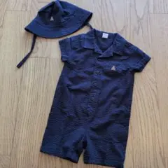 GAP ネイビー ロンパース・カバーオール 12-18ヶ月 帽子付き