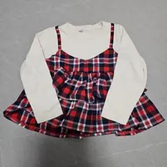 チェック柄長袖カットソー　size110