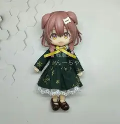 #2858 オビツ11服 ワンピース グリーン 雪の結晶柄