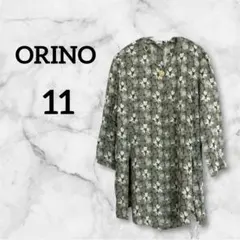 ORINO 【11】派手 オシャレ 柄物 花柄 五分袖シャツ グレー