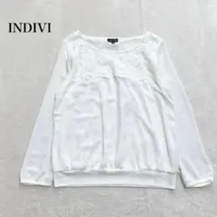 インディヴィ 長袖ブラウス トップス 花柄レース フォーマル 綺麗め シンプル