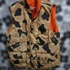 リップンデップン牛　柄猫プリントダウンベスト　着丈65身幅65