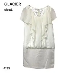 GLACIER グラシア　ワンピース　ひざ丈　フリル　Ｌ　ラメ糸　パーティー