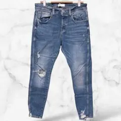 【ZARA MAN】スキニーデニムパンツ ダメージジーンズ メンズ カジュアル