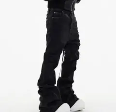 black boots cut flare denim y2k opium