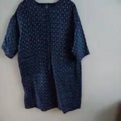 ハンドメイド♥️涼しい綿100％の素敵なぁ～絣織り生地浅葱色の